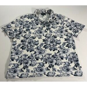 Ted Baker Polo Shirt Mens Size 5 Small Floral Print Short Sleeve Casual